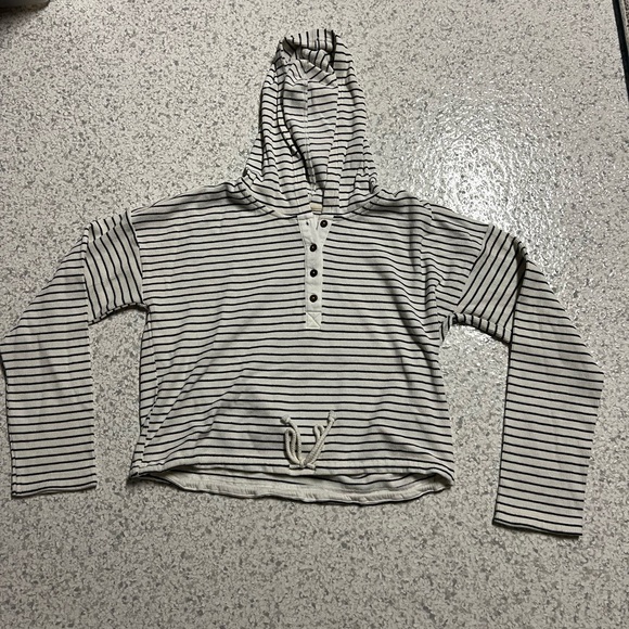 Carly Jean Los Angeles Tops - Carly Jean Los Angeles Cream and Black Striped Knit Top